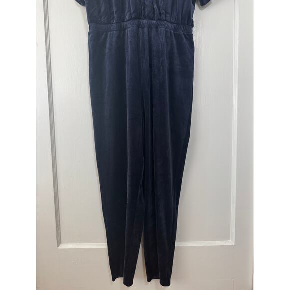 Saturday Sunday By Anthro Navy Blue Velour V Neck Ankle Rise Jumpsuit Size Small - Picture 5 of 10
